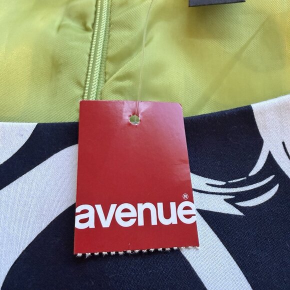 Avenue Navy Blue White Size 16 A Line Dress Office Career Wedding Guest - Picture 9 of 11